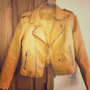 medium-size yellow leather Jacket